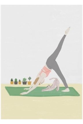 Yoga Kedisi Tablo Ahşap Poster Dekoratif f8f8f8.u3(55)spor