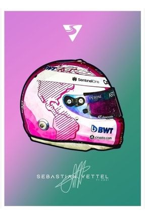 F1 2021 Sebastian Vettel Aston Martin Crash Helmet Eseri Tablo Ahşap Poster Dekoratif f8f8f8(575)spor