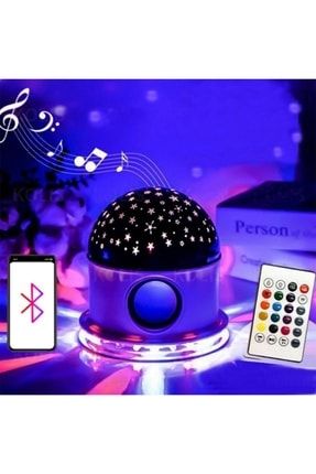 Kumandalı Bluetooth Hoparlör Yıldızlı Gökyüzü Projeksiyon Gece Lambası 98765432456