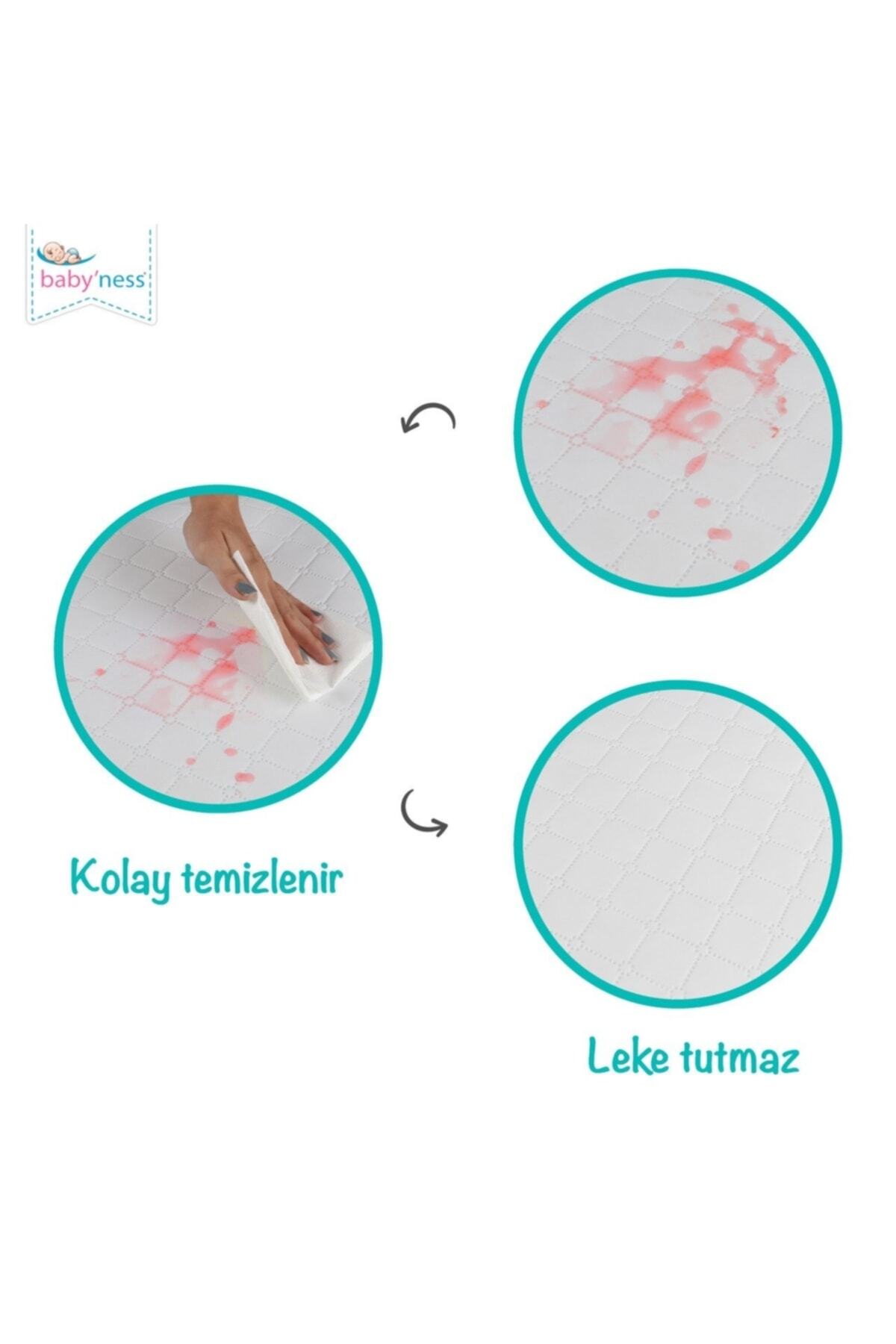 Baby'ness Katlanır Bebek Yatağı 70x110 Cm Taşınabilir Yatak Sıvı Geçirmez Leke Tutmaz Beyaz fotoğrafı 5 (önizleme)