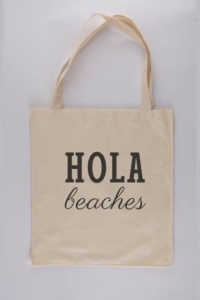 Eco-friendly Hola Beaches Baskılı Kanvas Askılı Bez Omuz Çantası FECNT041