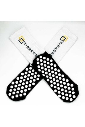 Unisex Beyaz Kaydırmaz Spor Çorabı (Grip Socks) Kaydırmaz Çorap