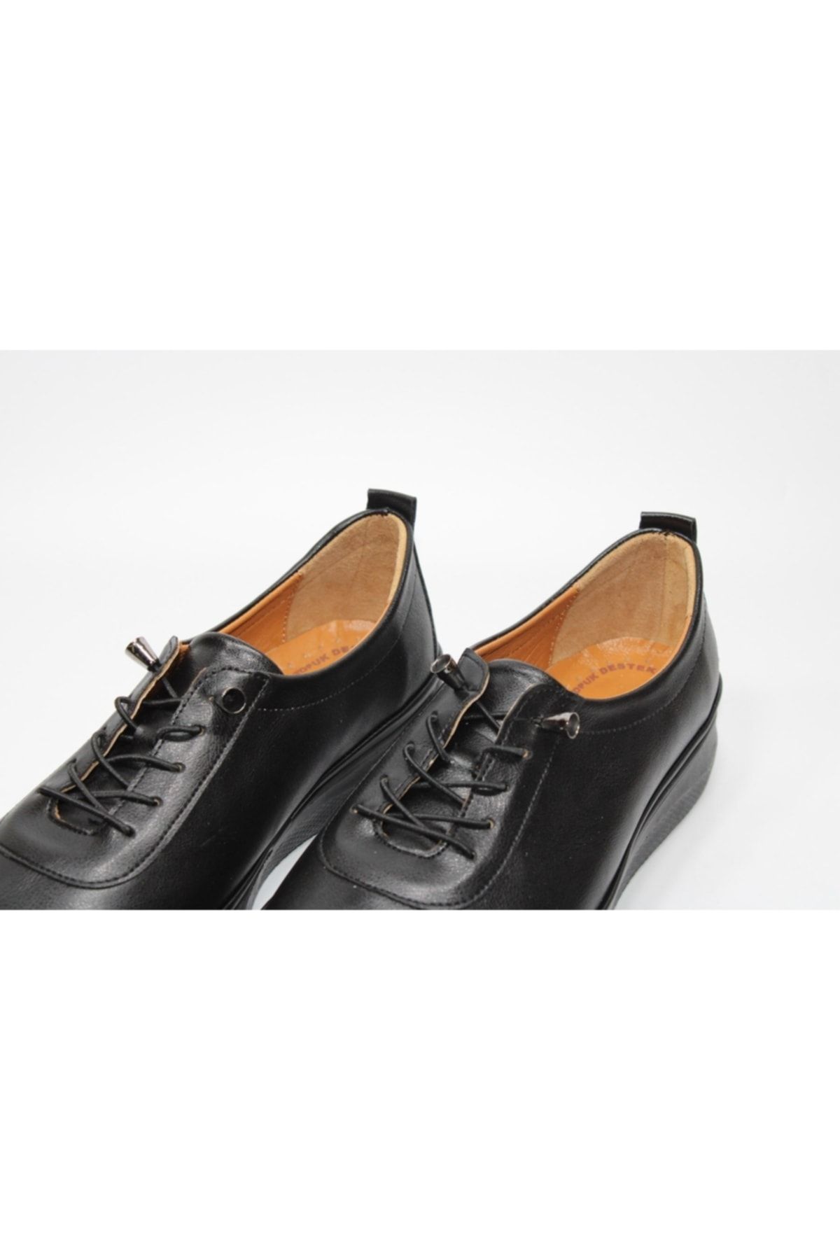 Sedef-Orthopedic Light Sole Rubber Laced Easy Wear Women's Black Casual Shoes 5