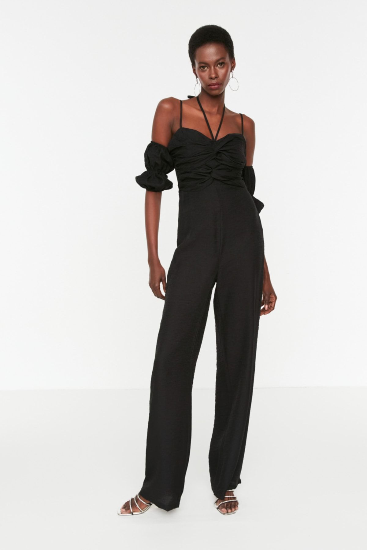 Black fitted jumpsuit top