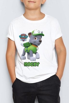 Paw Patrol Rocky Baskılı Unisex Çocuk Tişört T-shirt Mr-07 PRA-5698775-893623