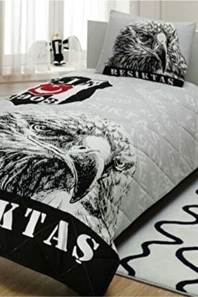 Şanlı Kartal Beşiktaş Siyah Beyaz Yatak Örtüsü PRA-1703861-0589