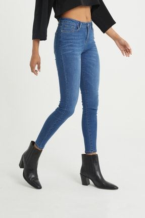 Kadın Mavi Yüksel Bel Skinny Jeans 202305114