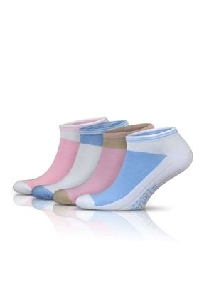 GoWith 4'lü Pamuklu Spor Yumuşak Elastanlı Renkli Şık Kısa Kadın Patik Çorabı 2130… 2130-Wom-Cot-Ank