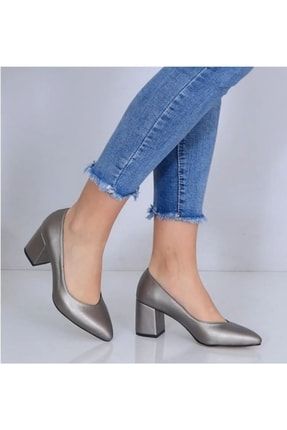 Kadın Yüksek Kalın Topuk Platin Ayakkabı Pltntpk