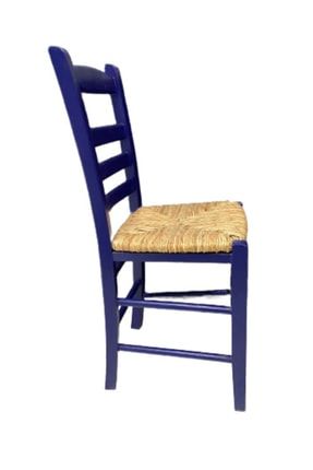Rino Hasırlı Sandalye Mavi- Hasır Oturum Ahşap Sandalye KBM119RJ