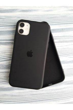 Iphone 11 Uyumlu Siyah Lansman Içi Kadife Silikon Logolu Kılıf MORE04