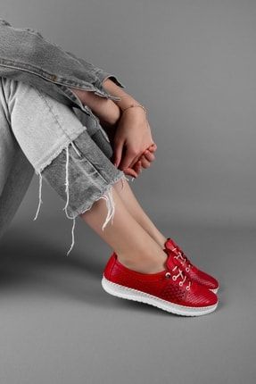 Lima Kadın Hakiki Deri Günlük Ayakkabı-kırmızı B1741