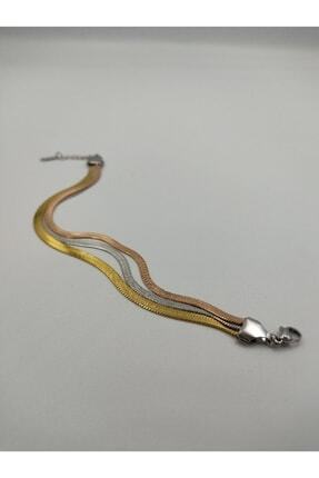 GREYSUN DESIGN 3 Renk Birleşik Italyan Model Çelik Bileklik