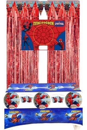 Erkek Çocuk Spiderman Lüks Doğum Günü Parti Malzemeleri Seti 8 Kişilik SPDERMNSTT0011A