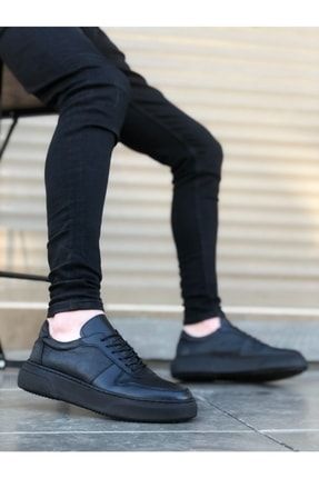 Ba0196 Içi Dışı Hakiki Deri Rahat Taban Siyah Sneakers Casual Erkek Ayakkabı 135489-BA0196-KMR