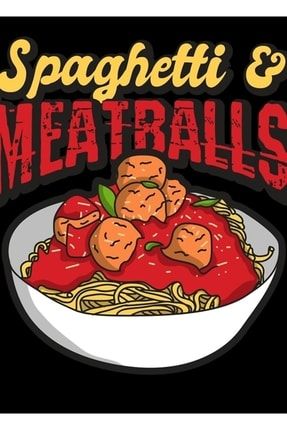 Spagetti Ve Köfte Makarna Tabağı Italyan Yemeği Tablo Ahşap Poster Dekoratif f8f8f8(15)food