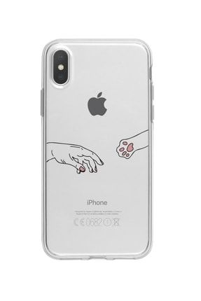 Iphone X Uyumlu Hand And Paw Premium Şeffaf Telefon Kılıfı MCIPXSHNDPW10