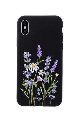 Iphone X Uyumlu Lavender Premium Siyah Lansman Silikonlu Kılıf MCIPHXLLVNT