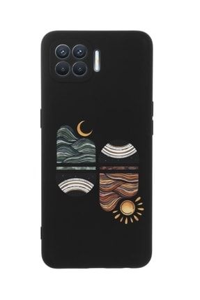 Reno 4 Lite Uyumlu Sunset Wave Premium Silikonlu Siyah Telefon Kılıfı MCOPR4LSNSTW