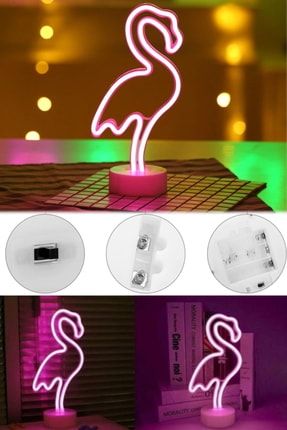 Flamingo Neon Oda Ev Restorant Şık Tasarım Aydınlatma Girl Lamp Tiktok Instagram Fenomen Gece Lamba er26b