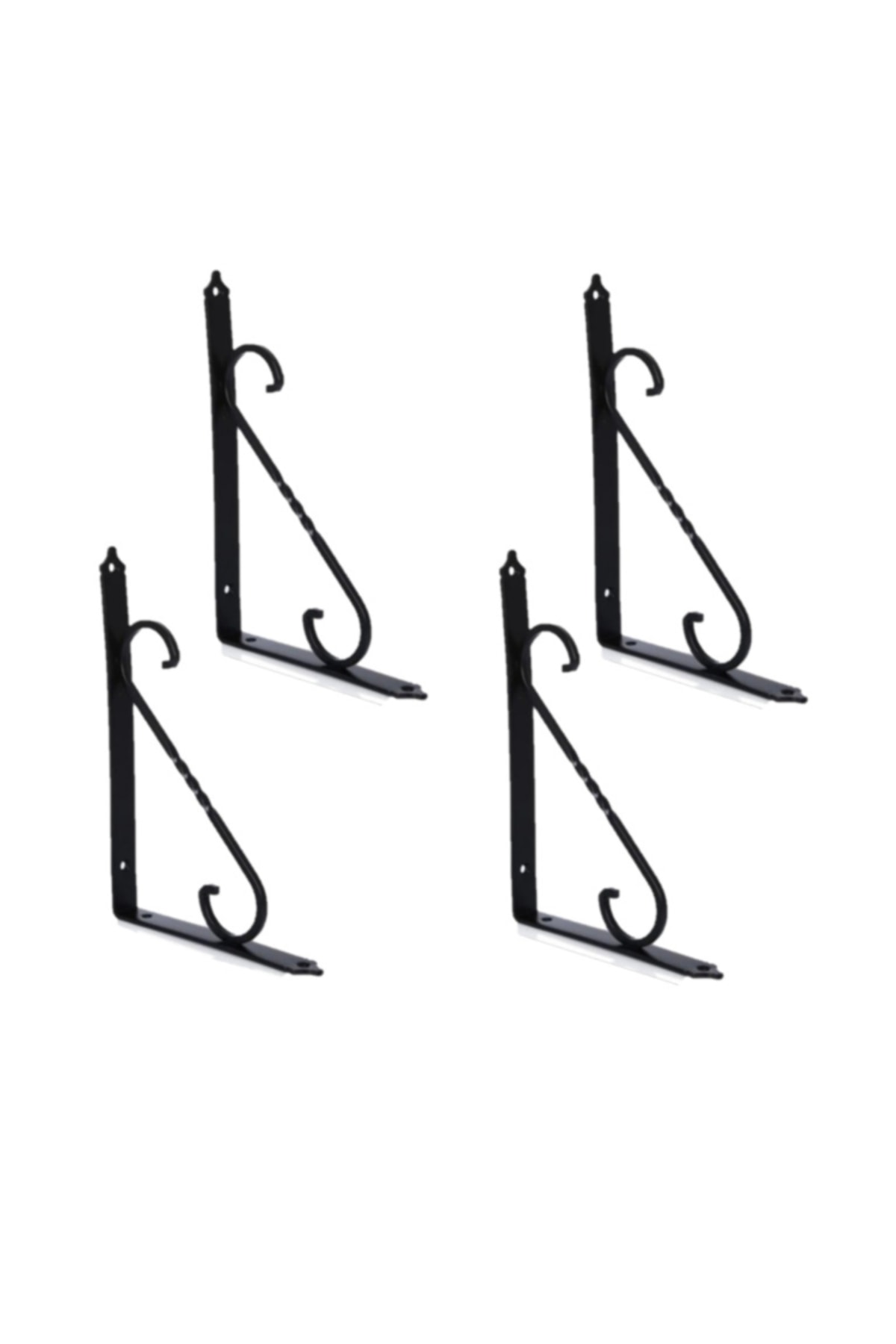 Flore 4 Adet Siyah 15.5x11 Ferforje Raf Altı Metal L Ayak