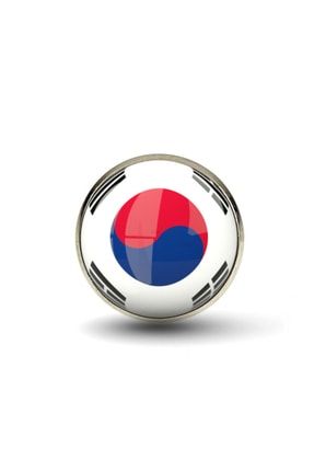 Güney Kore Yaka Rozeti South Korea Bayrak Rozet Yuvarlak Paslanmaz Çelik RZT-1811