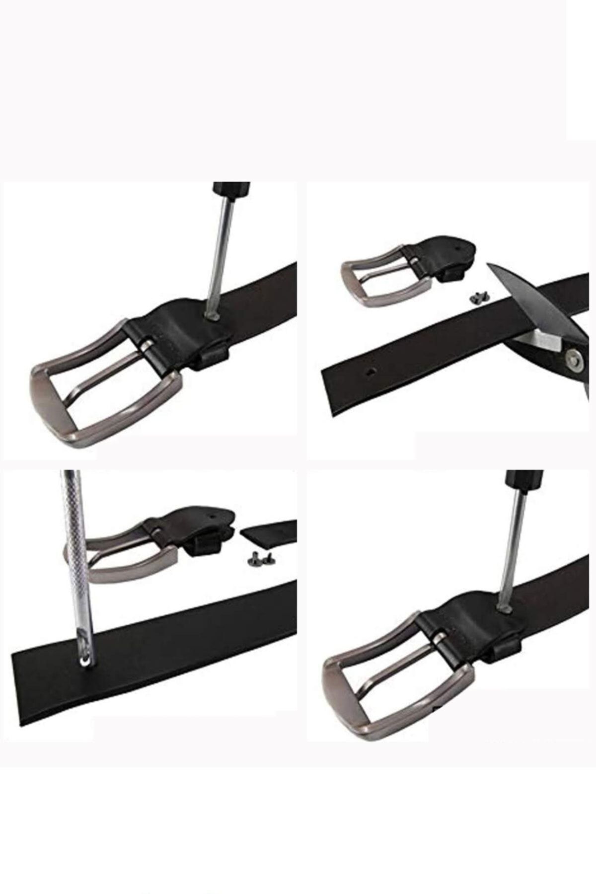 Gutiero-Curea bărbați Piele neagră Cusuta 4 Cm 3