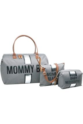 Mommy Bag Exclusive Gümüş Tasarim 3 Lü Set Pembe Baby Anne Bebek Bakım Ve Kadın Çantası AYB-MSCC