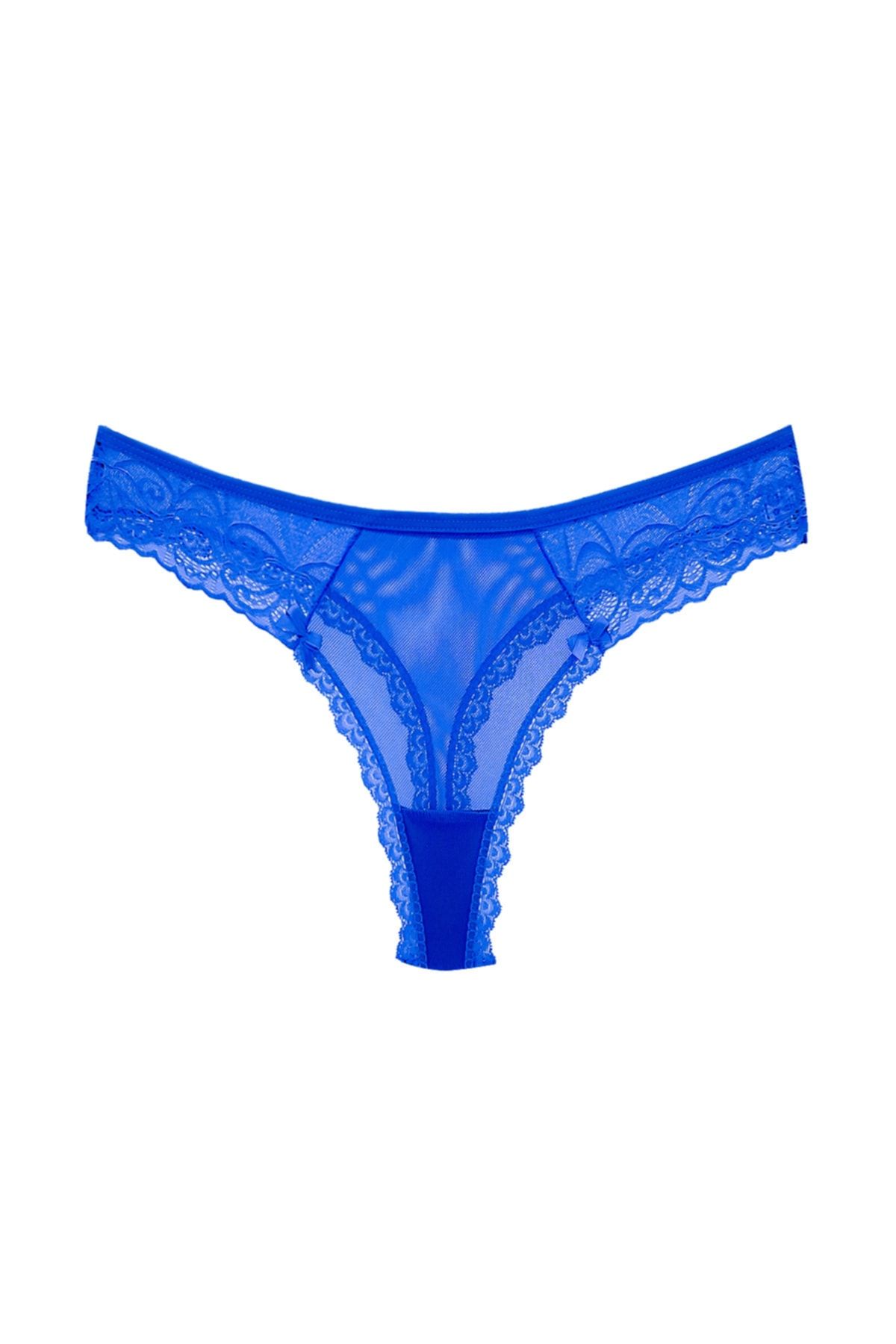 HNX Saks Front Back Tulle Lace Detailed Thong Women's Panties