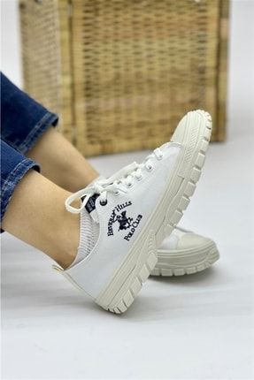Kadın Beyaz Keten Sneaker Günlük Spor Ayakkabı Po 10097 PO-10097-Beyaz-5