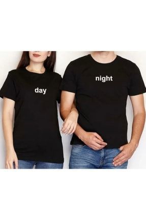 Sevgili Tişörtleri Siyah Day-night 2 Li Tişört gold789801