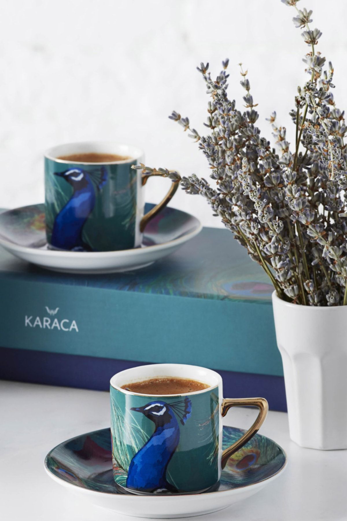 ست فنجان قهوه‌خوری 4 پارچه طرح طاووس  90 میلی لیتری کاراجا Karaca