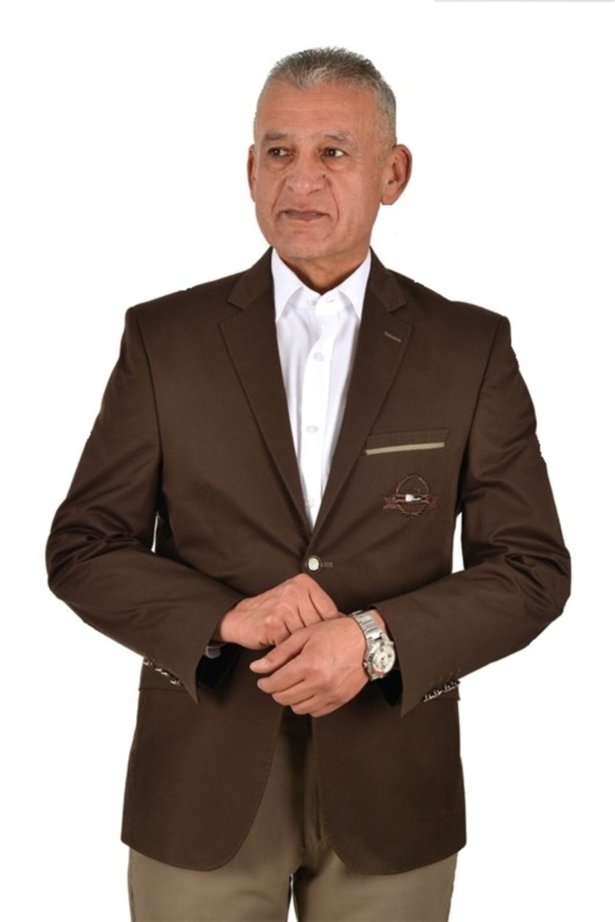 Presto-Satin Brown Men's Slimfit Embroidered Jacket 6