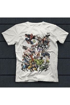 Marvel Team-up Beyaz Unisex Tişört T-shirt 6810WT