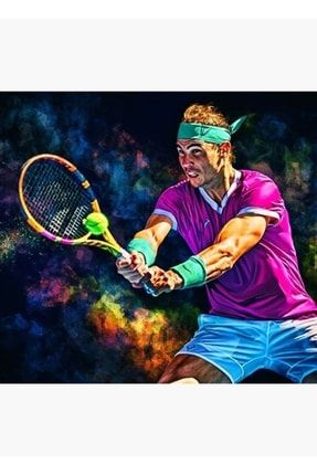 Rafael Nadal, Avustralya Açık 2022'de Backhand Oynuyor. Vamos Rafa. Tablo Ahşap Poster Dekoratif f8f8f8(46)spor