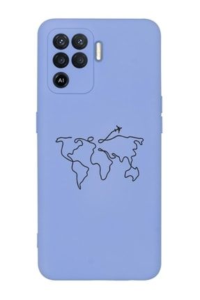 Reno 5 Lite Uyumlu Dünya Harita Rotalı Desenli Premium Silikonlu Telefon Kılıfı MCR5L61