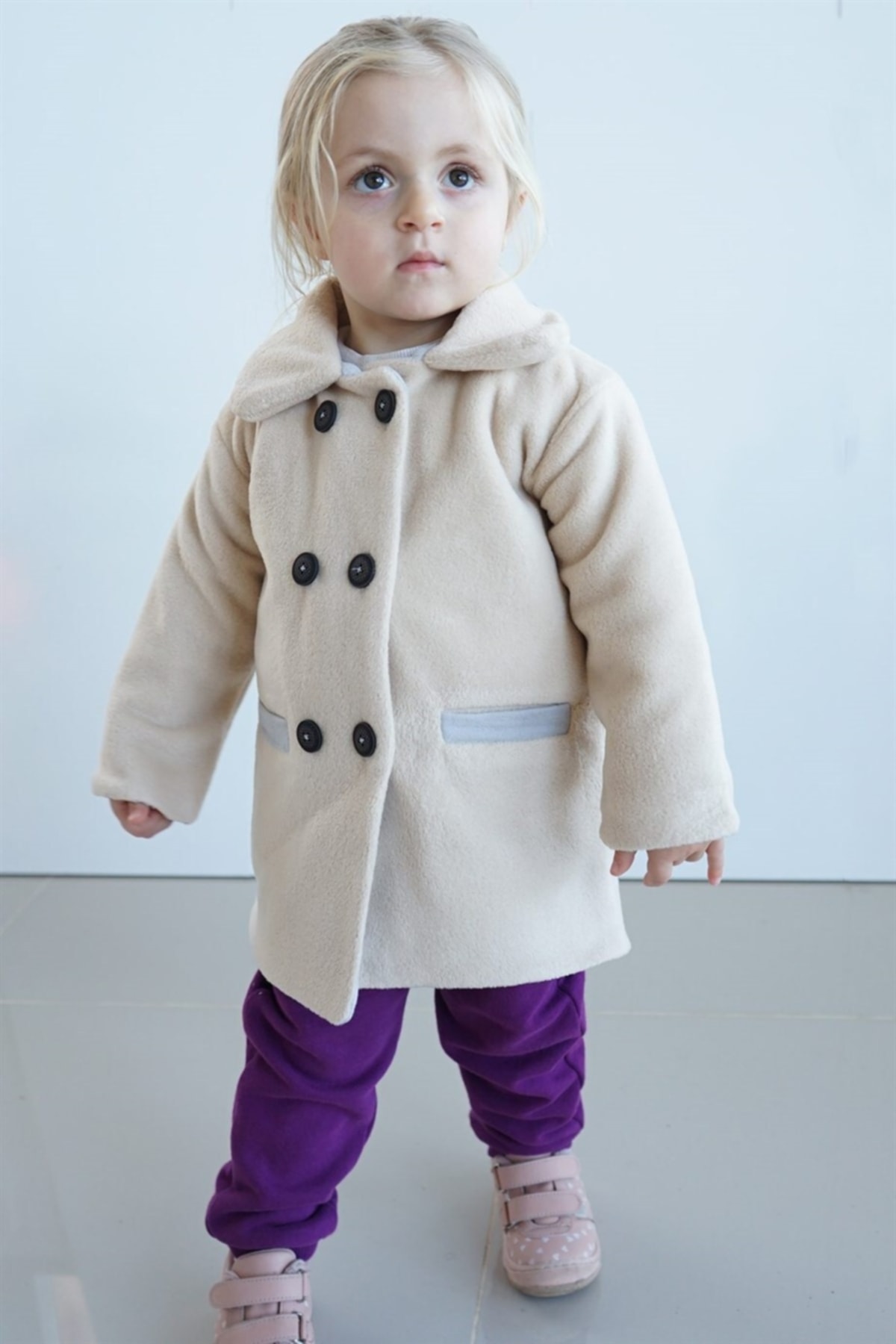 ipek atlas Kız Çocuk Yüzde Yüz Pamuk Terletmez Dört Katlı Müslin Astar Dışı Polar Kaban fotoğrafı 2 (önizleme)