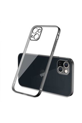 Iphone 13 Pro Uyumlu Kamera Lensli Lüxes Metal Görünümlü Slikon Kılıf mfx-012