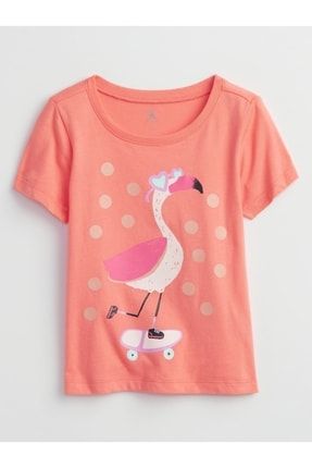 Kız Bebek Turuncu Grafik Baskılı T-shirt 833399