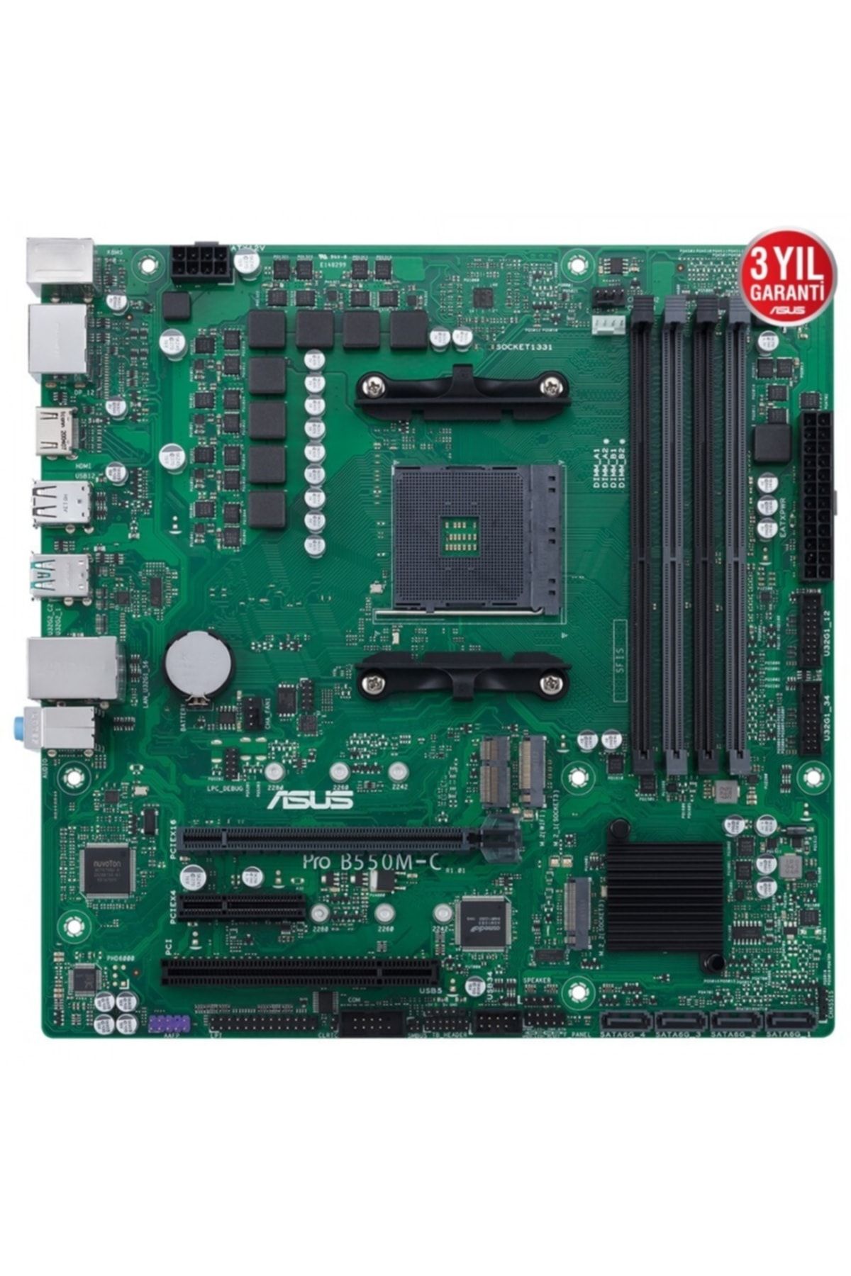 ASUS-Pro B550m-c/csm DDR4 M2 PCIE NVMe HDMI DVI PCIE 16x V4.0 Am4 Matx 2