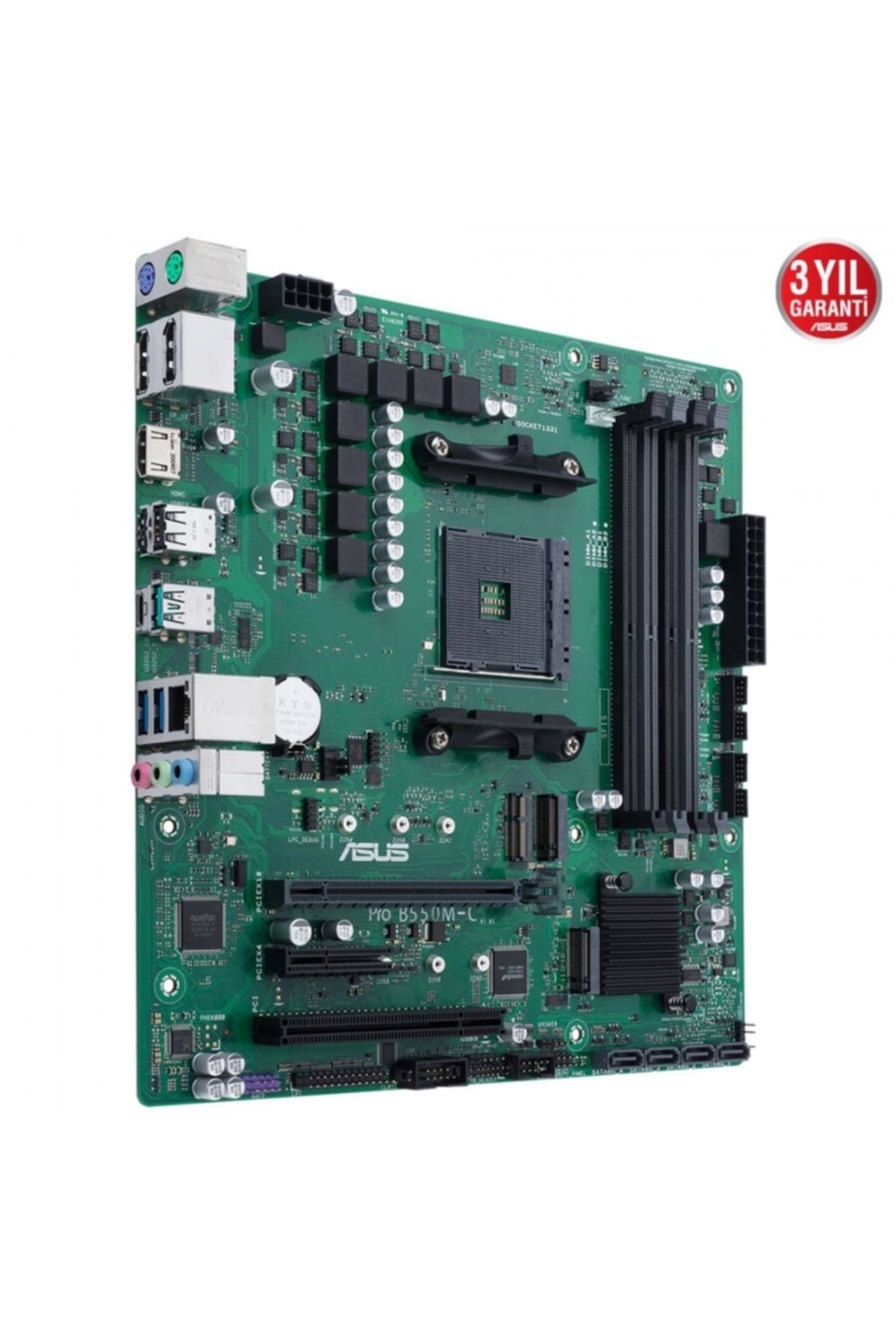 ASUS-Pro B550m-c/csm DDR4 M2 PCIE NVMe HDMI DVI PCIE 16x V4.0 Am4 Matx 3