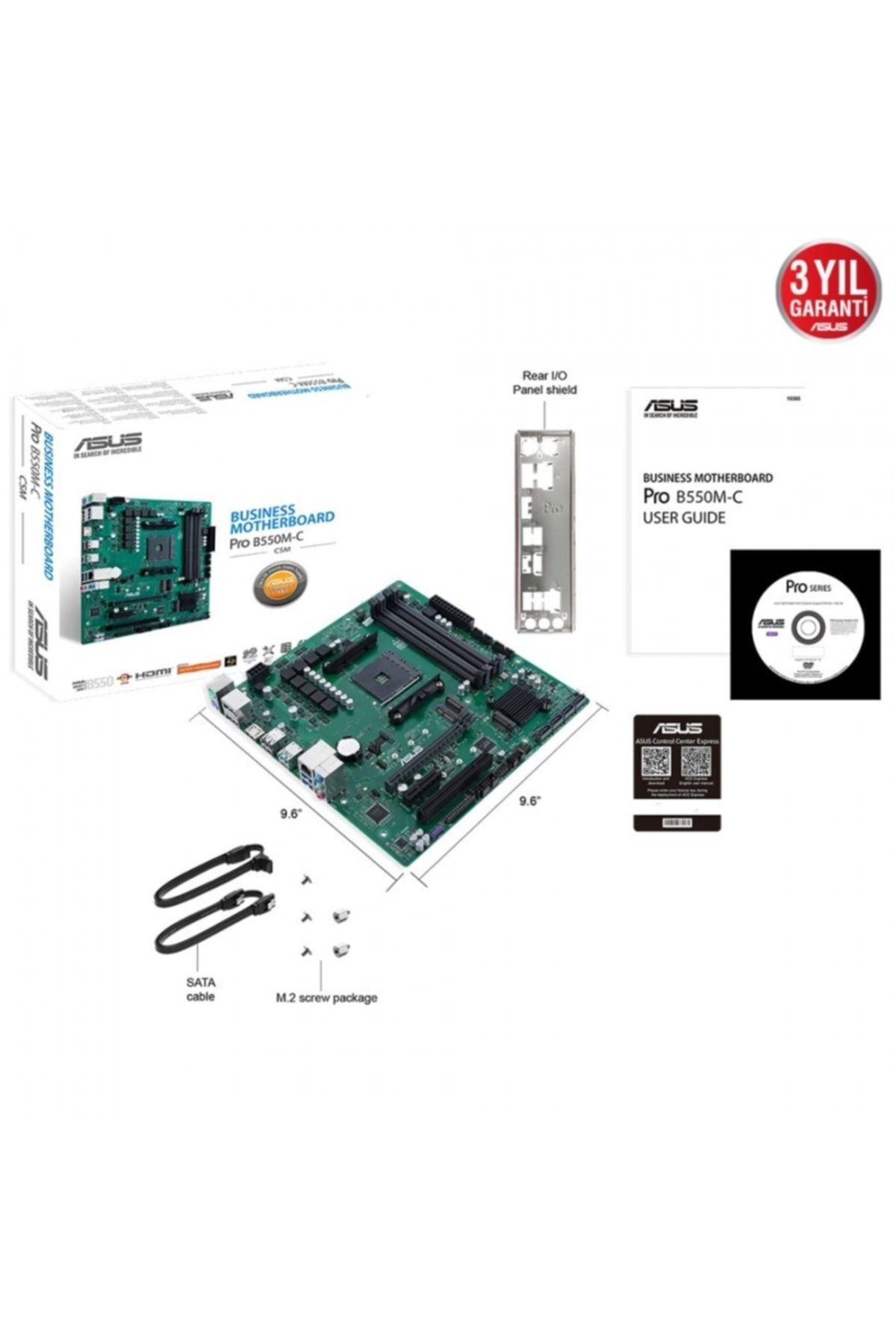 ASUS-Pro B550m-c/csm DDR4 M2 PCIE NVMe HDMI DVI PCIE 16x V4.0 Am4 Matx 6
