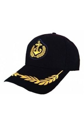 Siyah Kaptan Şapkası Çapalı Dümenli Denizci Kaptan spk366