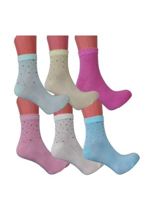 Dağınık Taş Baskı Desenli Kısa Konç Pamuklu Çorap 6li Set m0b0102-0184