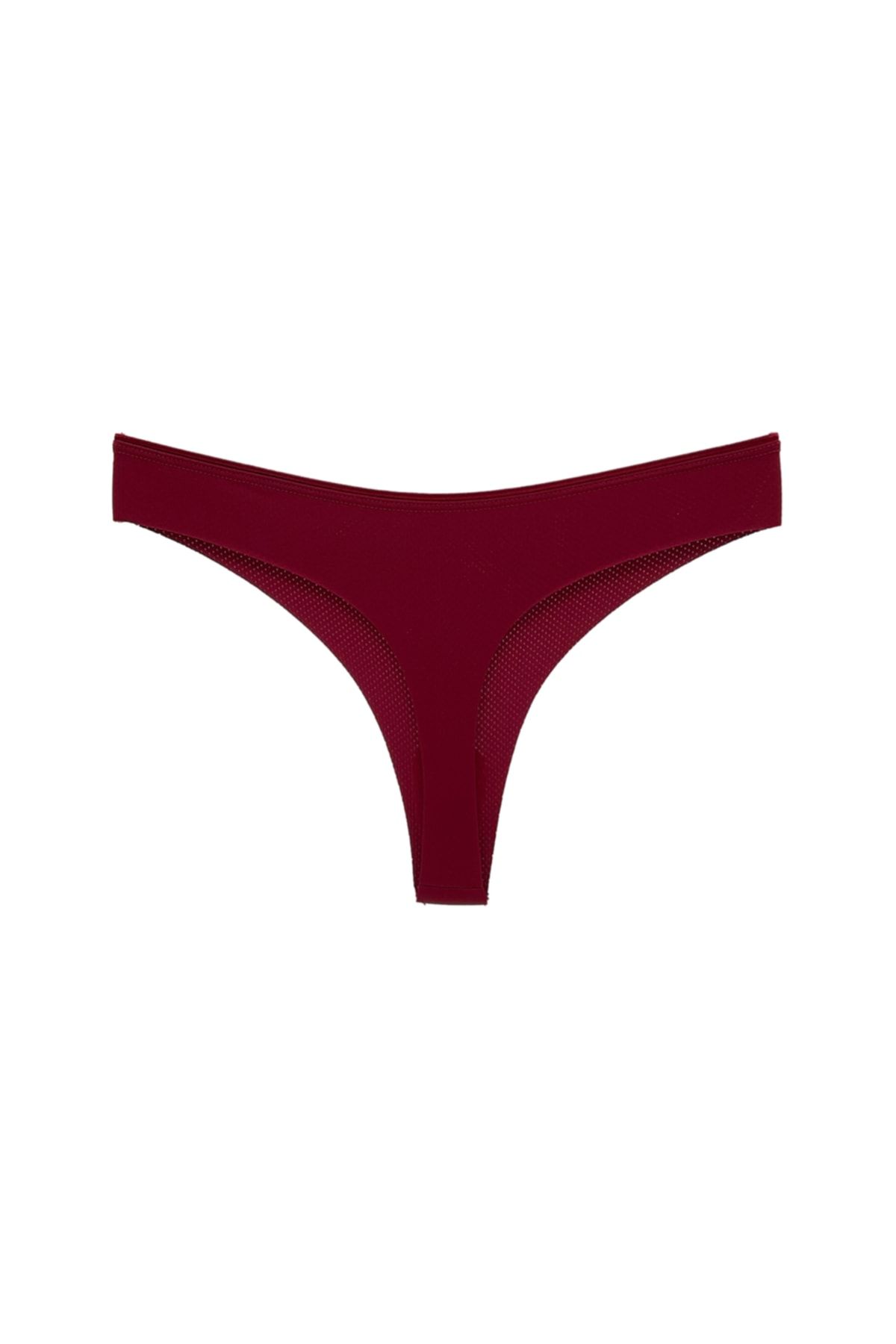 HNX-Burgundy Micro Fabric Non-Ghost Mark Thong Women's Panties 2