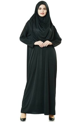Siyah Tek Parça Çantalı Namaz Elbisesi Nmz5015