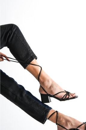 Kadın İpli Topuklu Ayakkabı Siyah TRNT20