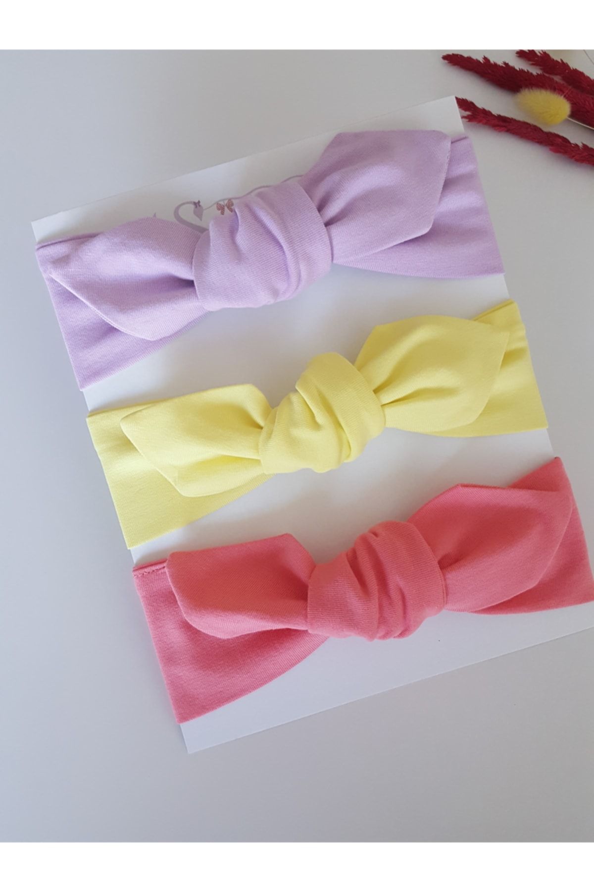 swan butik Set De 3 Catarame Bandana Pentru Fetiță, Somon Galben Liliac Femeie - Single Dimension