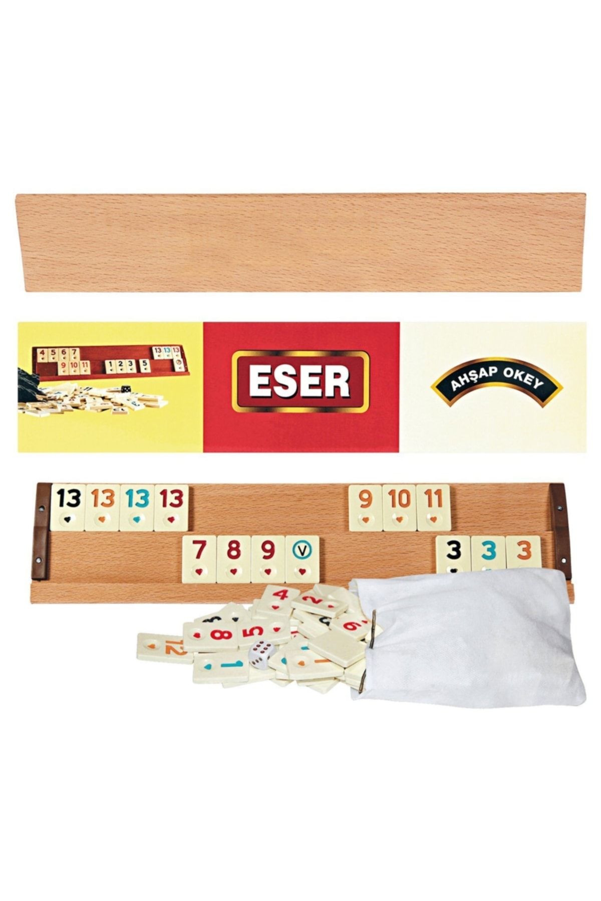 BULDUK-Wooden Okey Set Large Size Artifact Board Okey Set Board Game - Quality Okey Family Game 3