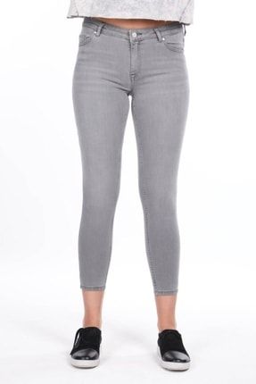 Açık Gri Skinny Jean Kadın Solmaz Kot Pantolon Plus Likra Toparlayıcı skinnytayt3